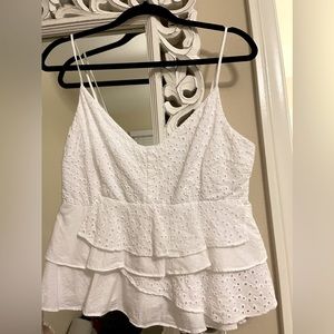 White ruffle cami tank